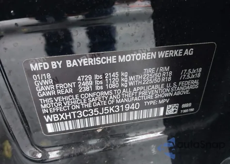 2018 BMW X1 xDrive28I из США, поврежденный, VIN WBXHT3C35J5K31940